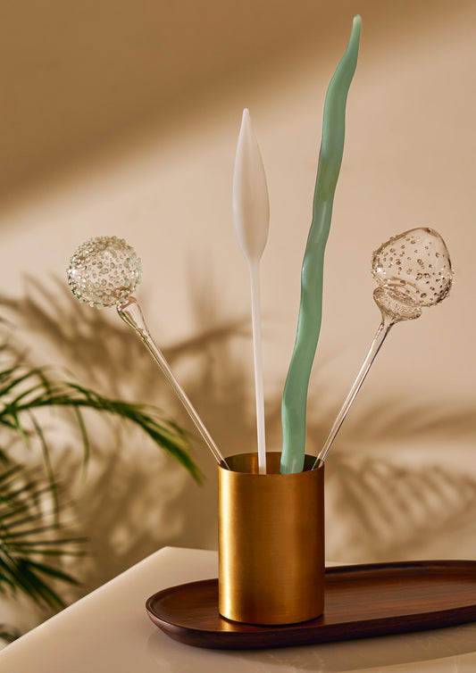 Jade glass stems in vase – Glass-Forest botanical decor