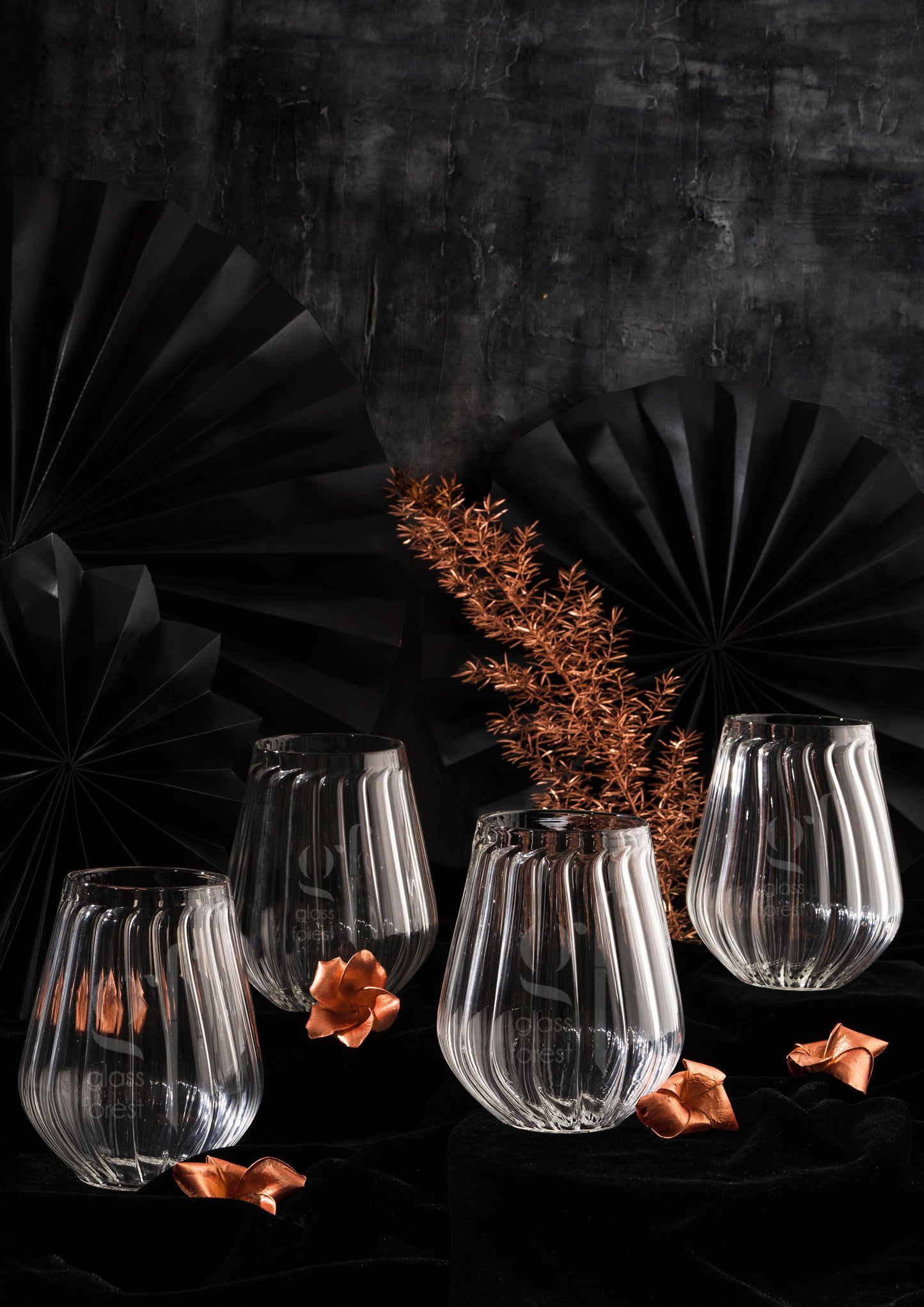 Firdaus Stemless Glasses - St ribbed - Set of 4