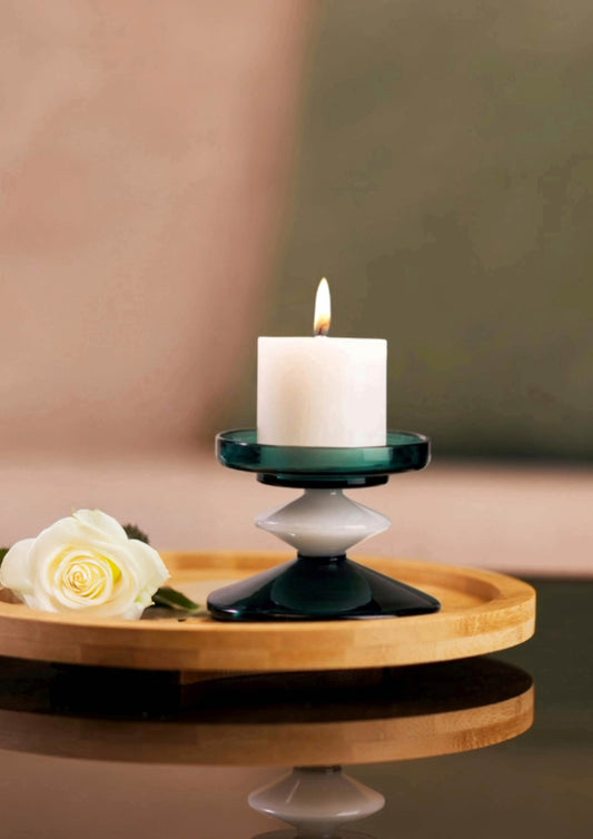 Emerald Pillar Candle Stand (short)