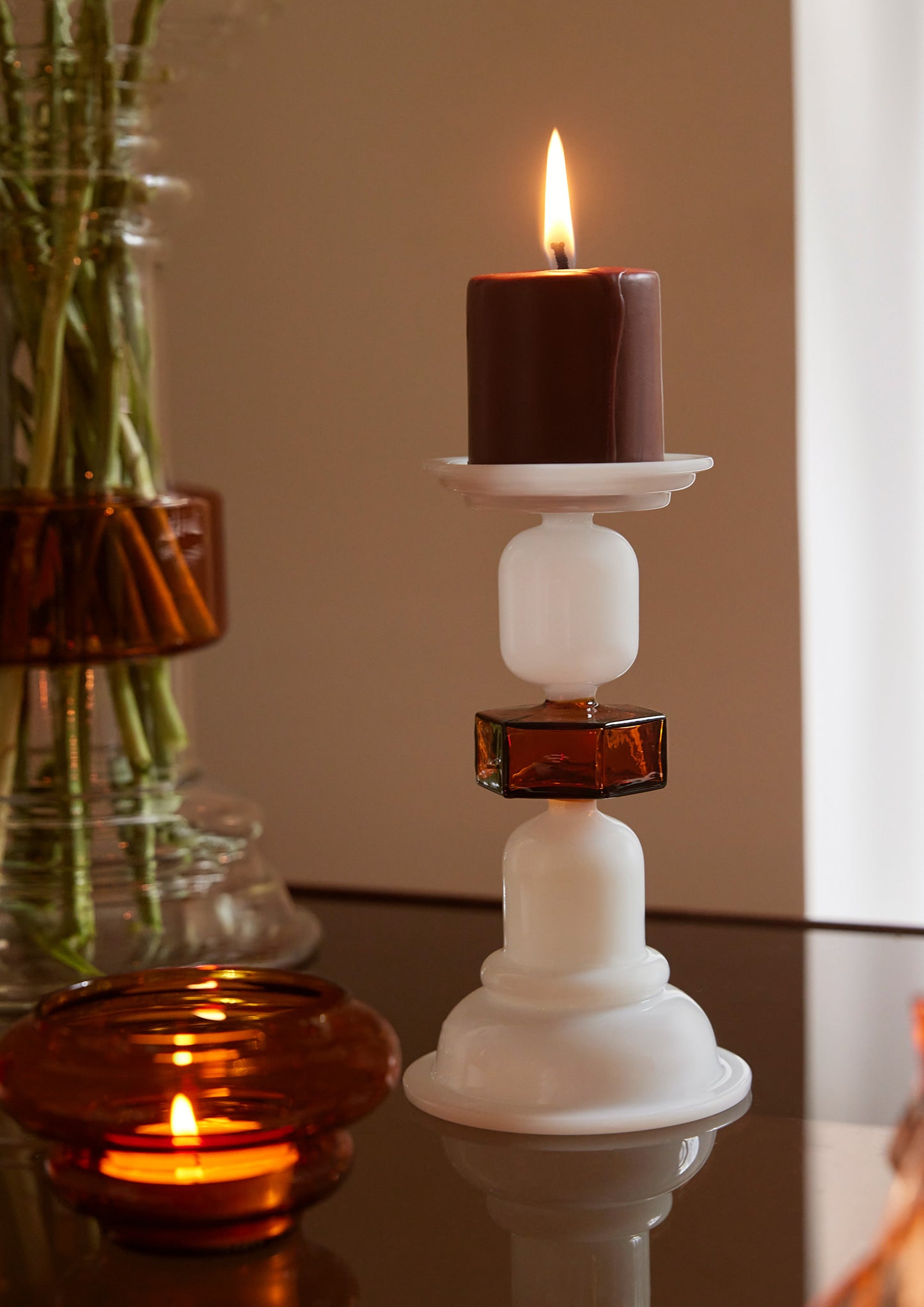 Kanak - Candle Stand -  Amber Pillar