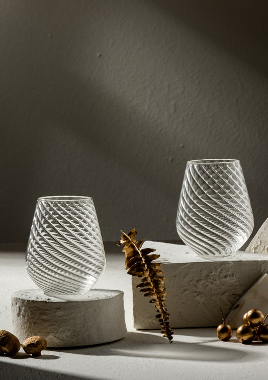 Firdaus Stemless Glasses - Twisted ribbed