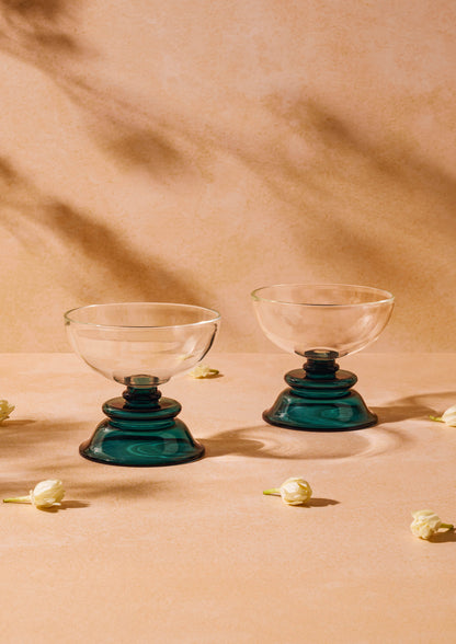 Hand placing luxury glass dessert bowl – Kanak by Glass-Forest

