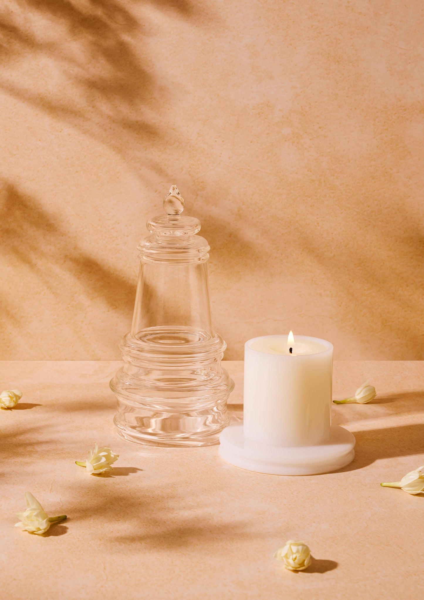 Kanak Filled Candle Stand - Clear